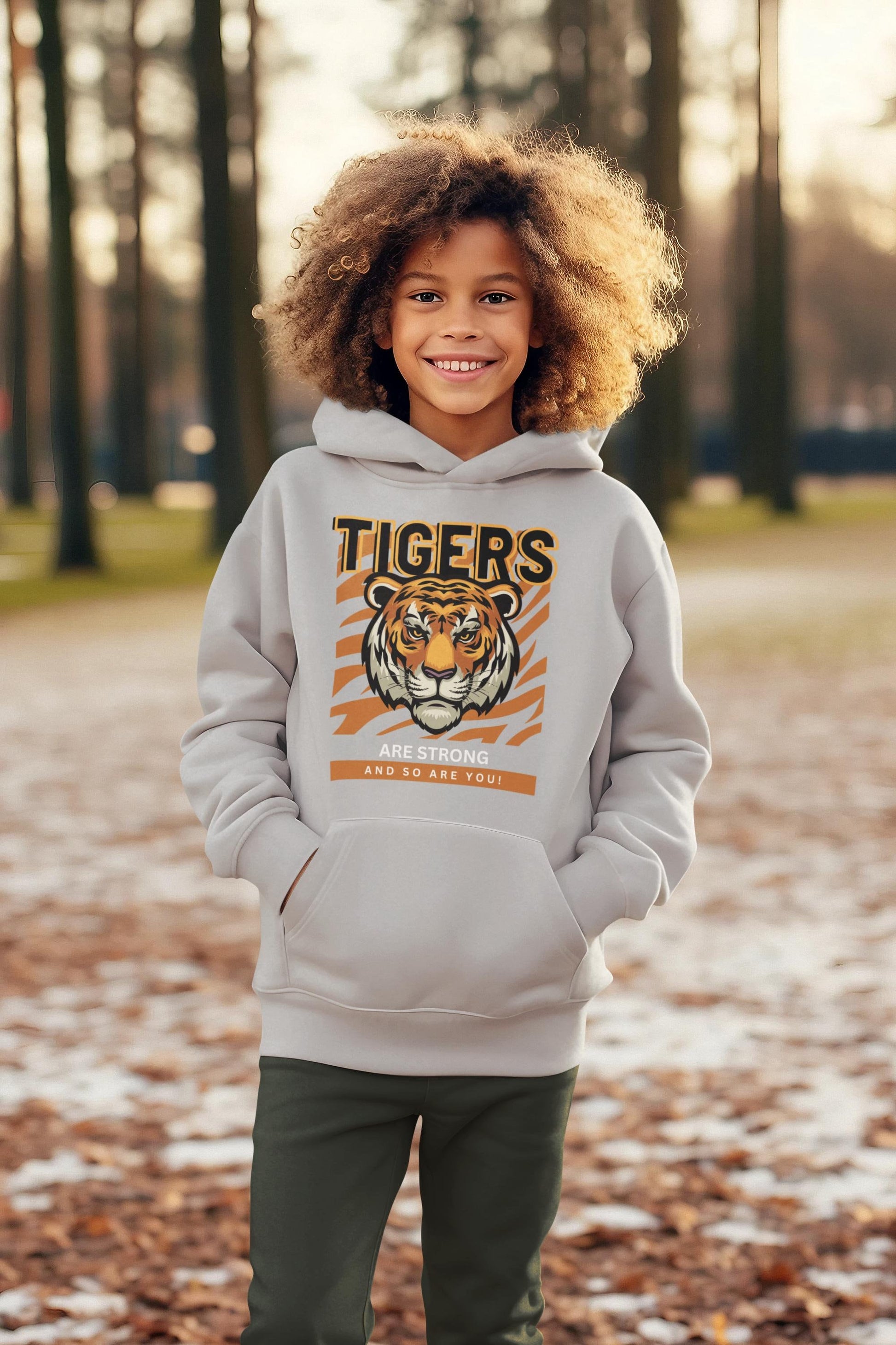 Tigers are Strong and So Are You Youth Blend Hooded Sweatshirt