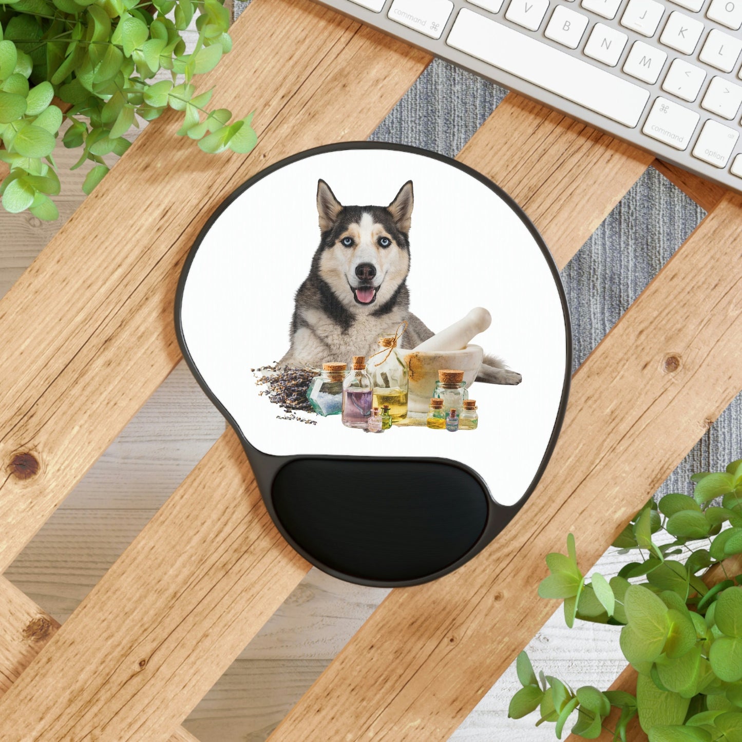 Essential Oil Siberian Husky Dog Mouse Pad With Wrist Rest