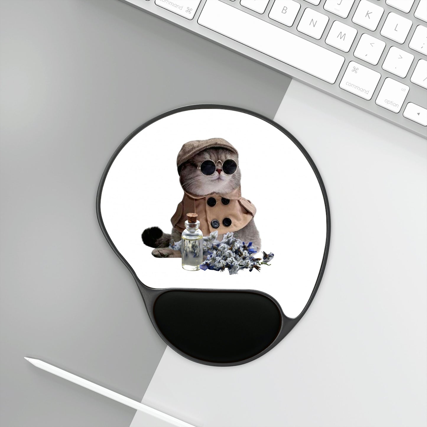 Cool Cat Detective Mouse Pad with Ergonomic Wrist Support