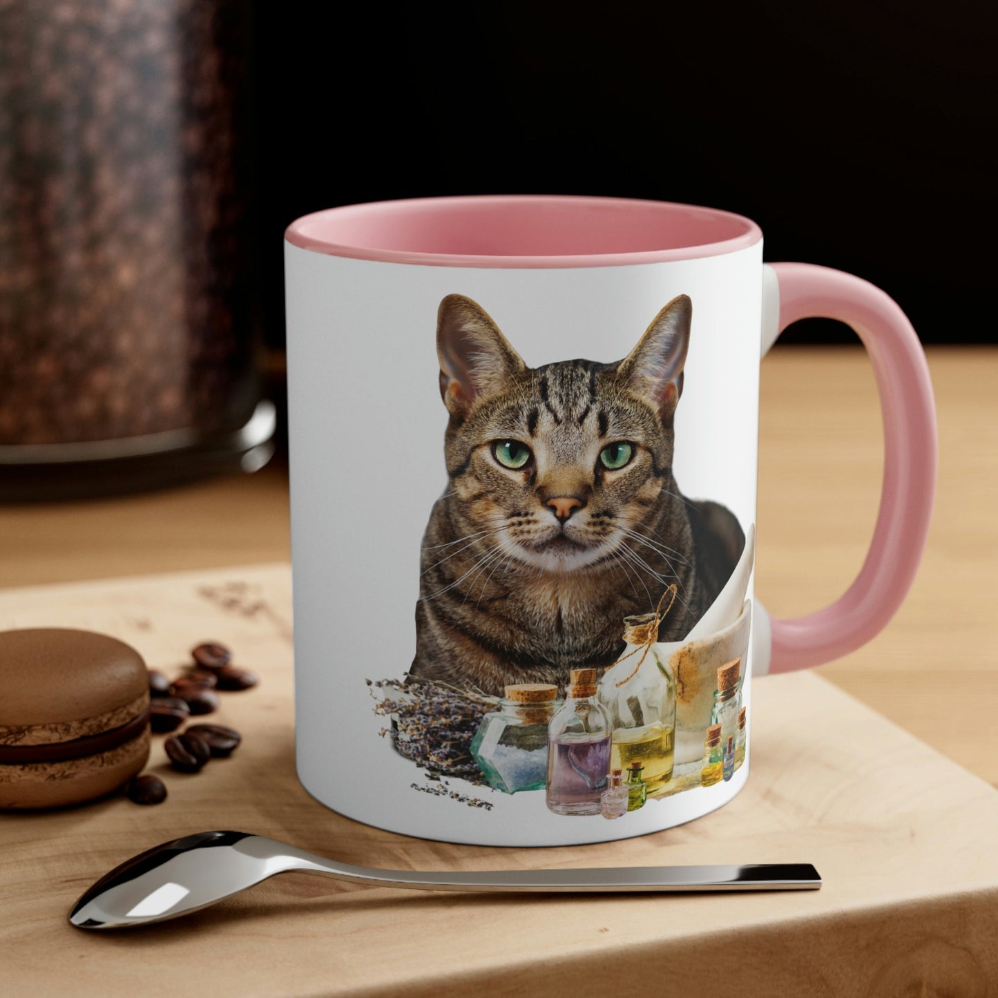 Essential Oil Tabby Cat Accent Coffee Mug, 11oz