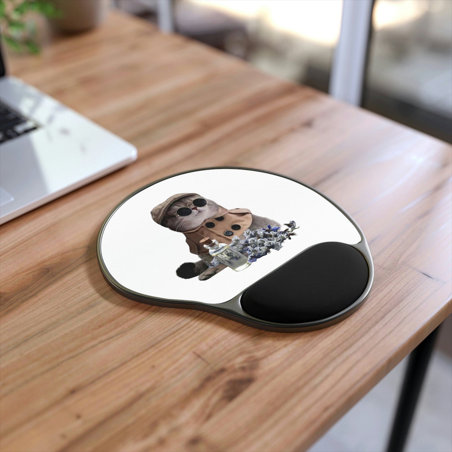 Cool Cat Detective Mouse Pad with Ergonomic Wrist Support