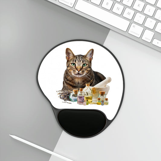 Essential Oil Tabby Cat Mouse Pad With Wrist Rest