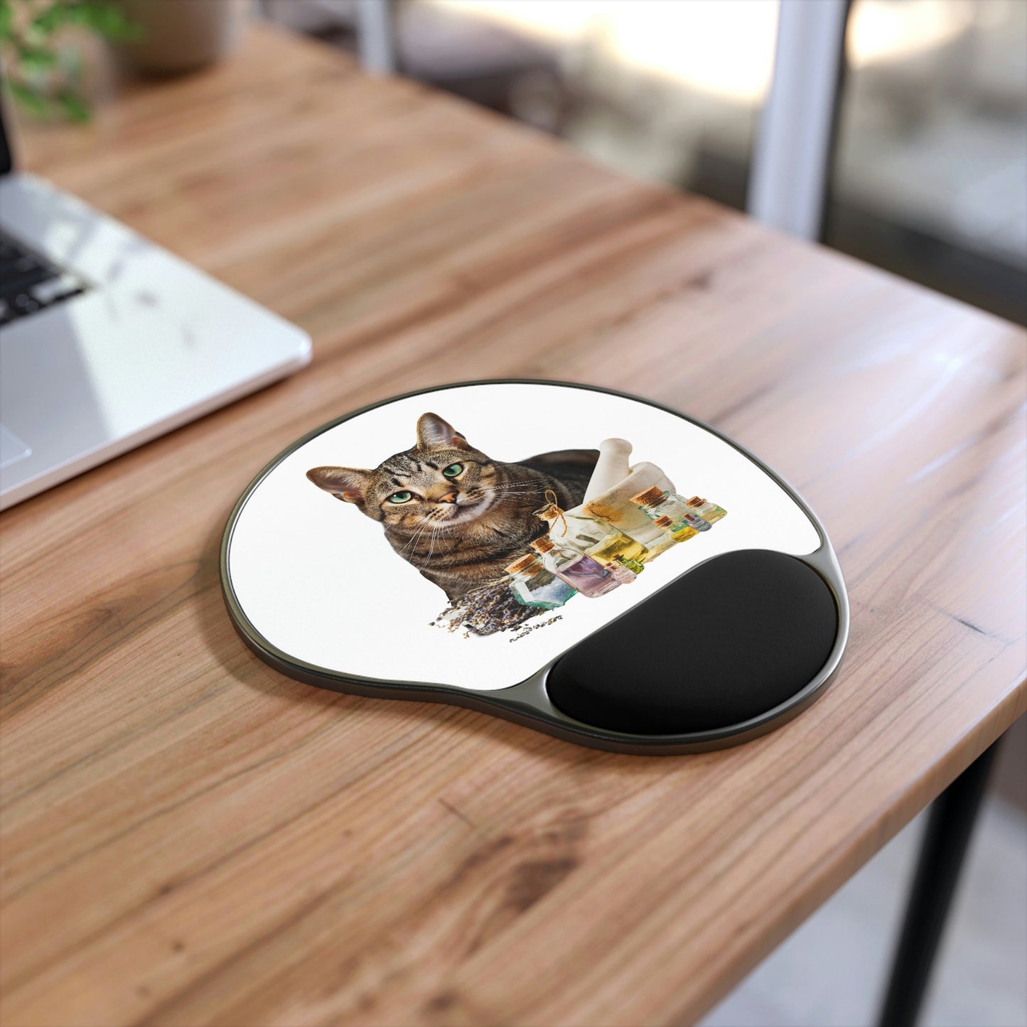 Essential Oil Tabby Cat Mouse Pad With Wrist Rest